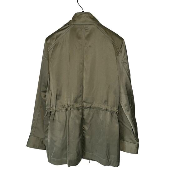 Chicos Utility Long Sleeve Green Satin Jacket Size 8/10 Chico Size 1 - Picture 3 of 13